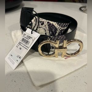 Salvatore Ferragamo Leather/Snake Skin Belt